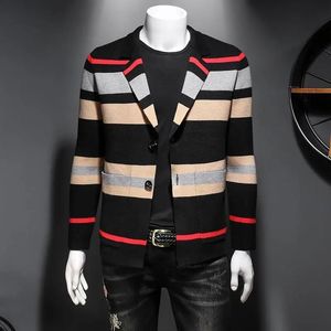 Men's Sweaters Sweater Men's 2022 Autumn And Winter Striped Knitted Cardigan Handsome Versatile Warm JacketMen's