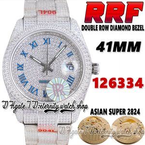 RRF Последние EW126334 Top A2824 Automatic Mens Watch JH126333 BF126300 Diamond Inlay Римский цифер