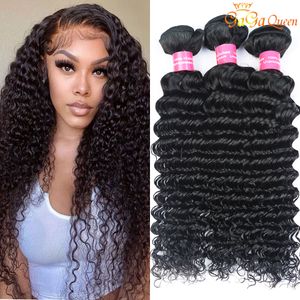 Malaysiska djupa våg Virgin Hair 3 buntar Deep Curly Malaysian Human Hair Weaves