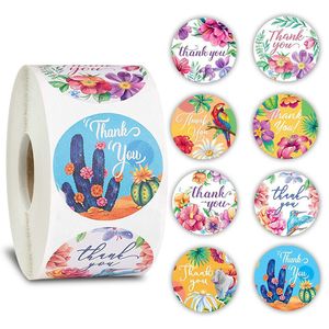 Tack klistermärke Cactus Print Adhesive Stickers 500 st etiketter per roll 1222498