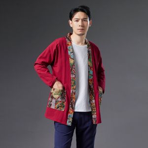 Vintage ethnische Kleidung lose Herren Top orientalisches Kostüm chinesisches traditionelles Hanfu männliches Baumwoll-Leinen-Outfit