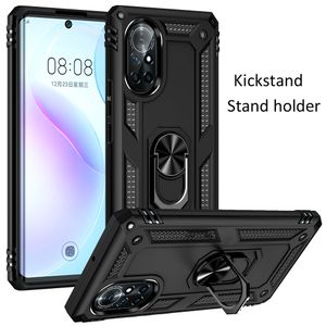 Drop Resistance Armor Rugged Casos à prova de choque para Huawei Nova 8 8i Magnetic Metal Anel Stand TPU Borracha Plástico Capa traseira