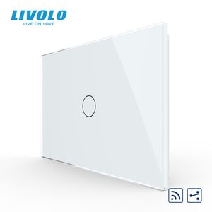 Livolo US / AU Standard 1 Gang 2 Way, Wireless Remote Wall Light Switch, White Crystal Glasspanel, AC 110-220V för Smart Life