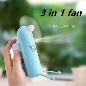 3 i 1 Portable Water Spray Mist Fan Electric USB Raddningsbar handhållen Mini -fläkt Kylande luftkonditioneringsaffär för utomhus