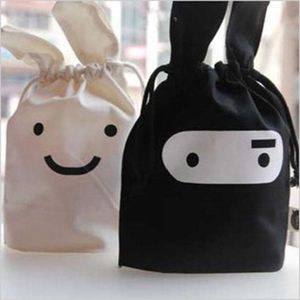 Storage Bags 1Pcs Cute Cartoon Fabric Cotton Travel Drawstring Creative Sorting Sundries Home ToolsStorage