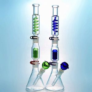 6 arms tree perc Hookahs Freezable Water Pipes Condenser Coil Diffused Downstem Oil Dab Rigs 18mm Female Joint With Bowl Build a Bong Beaker Bongs