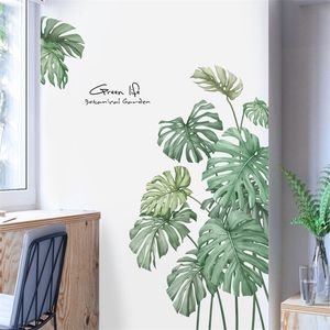 Green Life Nordic Style Turtle Leaf Plants Wall Sticker för vardagsrumskylskåp Dörrväggdekoration sovrum Dekor Väggkonst T200601