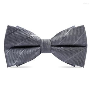 Bow Ties Superior Quality Tie For Men Brand Designer Grey Double Layer Bowtie Dress Suit Party Wedding Butterfly Knot Luxury Gift Box Fred22