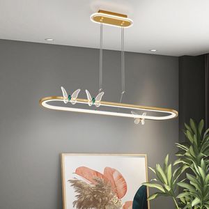 Pendelleuchten Moderne und einfache LED-Streifenlicht Luxus Schmetterling Kristall Esszimmer Kronleuchter Nordic Designer Art Bar KronleuchterPendant