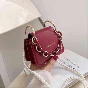 Borsa a tracolla HBP Borsa a tracolla di lusso con collana di perline per le donne Borsa a tracolla mini carina femminile Elegante rossetto e tendenza 2022 220727