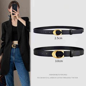 2022 Tiktok Japanische Accessoires und Stil Leder reine Gürtel Rindsleder Koreanische einfache Mode Europäische amerikanische dekorative Jeans Damengürtel 8STL