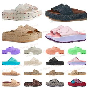2023 Yeni G Tasarımcı Platformları Sandaletler Erkekler Kadınlar Ünlü Pembe Tuval Deri Loafers Sandales Erkek Kadın Bayanlar Yaz Plaj Ayakkabı Evi Sandles Big Boy Boyu 9.5
