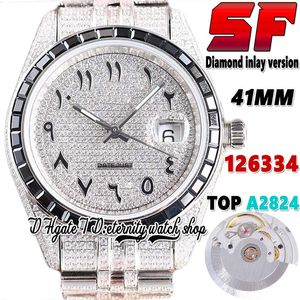 SF Latest tw126333 A2824 Automatic Mens Watch bl126334 ew126300 Carbonado Square Diamond Bezel Arabic Dial 904L Steel Iced Out Diamonds Bracelet eternity Watches