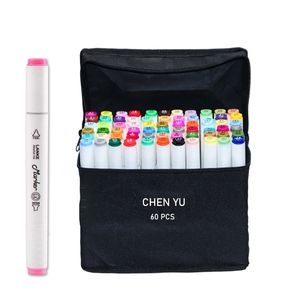 CHENYU 60 Farben Alkohol Marker Manga Zeichnung Pinsel Marker Stift Alkoholbasierte Skizze Filzspitze Ölige Twin Pinsel Stift Kunst Liefert 210226