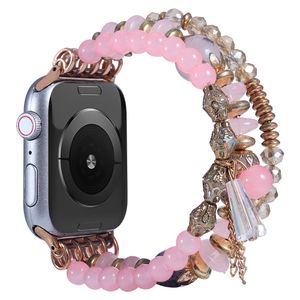 Fashion Bead Pendant Bracelet Strap for Apple Watch 7 Band Series 6 SE 5 4 Band 41mm 45mm 40mm 44mm Jewelry Tassel Belt