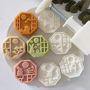 Feliz coelhinho da Páscoa Molda MoonCake Molda Partema Mão Pressão Moon Bolo Molde