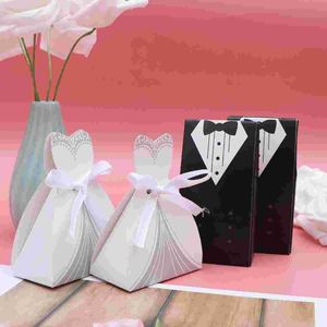 Gift Wrap White Black Crte Candy Boxes Bride Bridegroom Wedding Dress Patern Party Supplies Chocolate BoxesGift