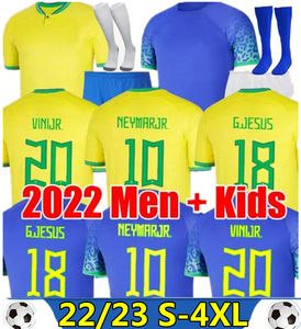 S-4XL 2022サッカージャージーカミゼタデフフットボールパケタブラジルスネレスコウチーニョサッカーシャツジーザルマルセロペレカセミロブラジル22 23マイロットサッカーの男性と子供セット