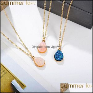 Wholesale trendy resin for sale - Group buy Pendant Necklaces Pendants Jewelry Trendy Resin Stone Druzy Drop Shape For Women Gold Necklace Fashion Summer Delivery Kj9Qz