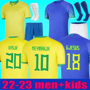 2022 Camiseta de Futbol Paqueta Coutinho Brazils Soccer Jersey Football Shirt Firmino Brasil Marquinhos Vini Jr Antony Silva Dani Alves G Jesus Men Kids Kit