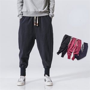 Men's Pants Hip Hop Cotton Harem Solid Elastic Waist Streetwear Joggers Baggy Drop crotch Casual Trousers 220826