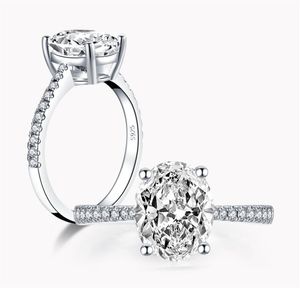 Luxury Diamond Ring Förlovningsringar 925 Sterling Silver Oval Cut Cubiz Zirconia Wed Rings for Women