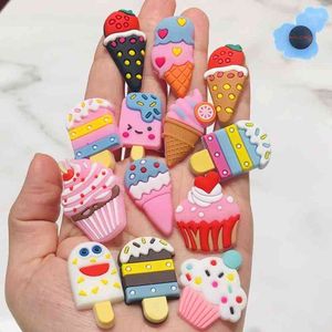 50pcs fascini torta ghiacciolo romanzo accessori gelato biscotto giardino scarpa decorazione per braccialetti bambini croc jibz