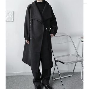 Męski okopa płaszcza wełniana płaszcz w kolanach super luźny profil Tweed Viol22
