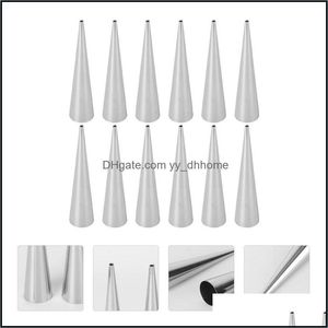 Baking Pastry Tools Bakeware Kitchen Dining Bar Home Garden 12Pcs Stainless Steel Cream Horn Molds Conica Dhshd