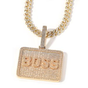 Hip Hop kleiner quadratischer individueller Buchstabenanhänger Iced Out Visitenkarte Diamant Name Gold versilbert Herren Bling Schmuck Geschenk