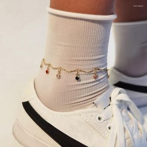 Anklets Simple Female Gold Bohemian Beach Barefoot Anklet Crochet Bracelet Sandals Round Tassel Woman Legs Marc22