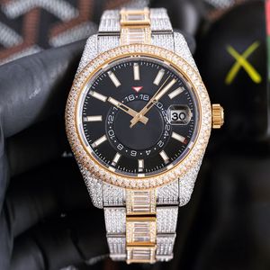 Diamond Watch Mens Automatic Mechanical Movement Watches 42mm rostfritt stål Män Vattentät armbandsur Montre de Luxe Business armbandsur