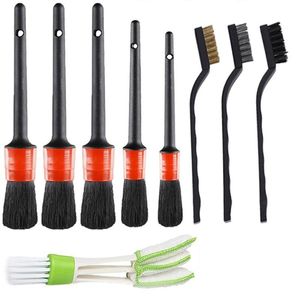 Car Washer Soft Fiber Brush Auto Wheel Rim Cleaning Tool Cleaner Dust Remover 9Pcs Detailing