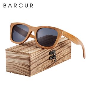 Barcur Retro Men Sun Glasses Женщины поляризованные солнцезащитные очки бамбук