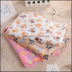 PAW Print Pet Filte Puppy Filtar Sleep Pad Mat Soft and Warm Fleece Dog Cat Drop Delivery 2021 Andra leveranser Home Garden 5Vaxo