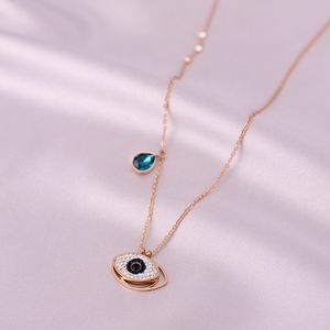 Neue Mode Rose Gold Edelstahl Liebe Stern Kreis Anhänger Halskette für Frauen Geschenk