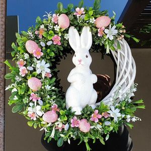 Decorative Flowers & Wreaths Easter Wreath Door Hanging Decor Spring Egg Chicken Butterfly Garland Home Gadern Party Flower RingDecorative W