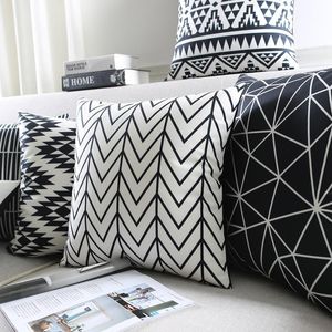 Cushion/Decorative Pillow Black Geometric Cushion Home Decorative Geometry Map Cover Sofa PillowCaseCushion/Decorative