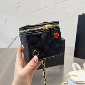 Womens Caviar Leather Calfskin Vanity Box Bags Classical Mini Purse With Gold Matelasse Chain Crossbody Shoulder Cosmetic Case Designer Handbags 10CM/19CM