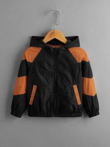 幼児男の子カラーブロックジップアップフード付きジャケット