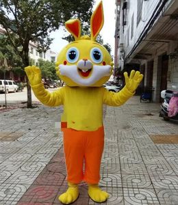 2022 кукла желтый кролик талисман костюм хэллоуин рождественские модные вечеринки животных мультфильм персонаж наряд костюм взрослых женщин мужчины платье карнавал унисекс взрослых