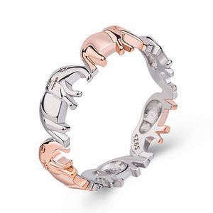 الخاتم الفضي الرائع الدخل للسيدات الفيل المجوف خاتم لامعة للحيوانات السيدات