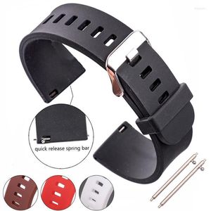 Titta på band Silicone Ruber Strap Band 18mm 20mm 22mm 5 Färger Watchbands Waterproof Belt Accessories Quick Release Spring Barwatch Hele22