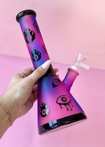 Narghilè alto 10 pollici Purple Trippy Eyes Baker Dab Rig 14.4MM Bong in vetro per acqua Bong per olio