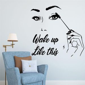 Wall Stickers Eyelashes Sticker Decoracion Hogar Moderno Eyelash Lashes Decal Make Up Beauty Salon Customized Decals HY22Wall StickersWall