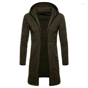 Męskie mieszanki wełniane ładny płaszcz z kapturem solidny wykop z długimi rękawami swobodny bluzy o dużym swetrze kardigan płaszcz casaco masculino abrigo hombre viol t220810