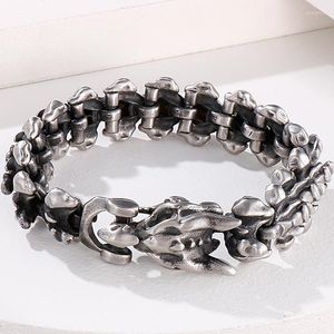 Link Chain Mens Dragon Keel Scale Blange Bracelet para homens com aço inoxidável da Carve Punk Male Jewellery Acessórios 7.9 