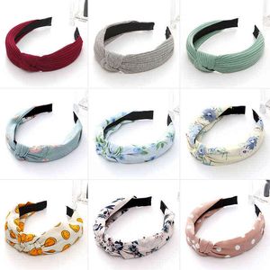 Ny topp knut hårband för kvinnor Flickor Hårhuvud Hoops Bands Tillbehör Tyg Blomstryck Huvudband Headwrap Headwear Headdress AA220323