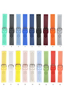 Silicone Watch tiras para Apple Smartwatch Series 7 6 5 4 3 2 1 SE com fivela esportiva de banda suave compatível com Iwatch 38/40/41mm 42/44/45mm Huawei 20cm 22cm