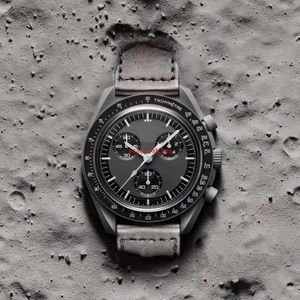 Waterproof 6-pin full-featured Speedmaster planet men's and women's quartz watch high-quality clock Bioceramic watches